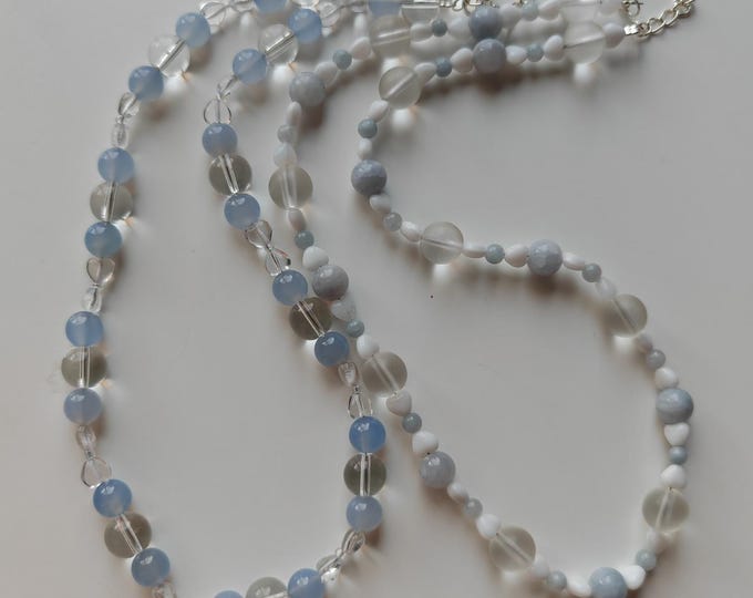 Featured listing image: Lavendel Jade Kette in Hellblau, Kette mit Lavendel Jade,Handgemachte Kette mit Lavendel Jade, Handgefertigter Edelstein Schmuck, Geschenk