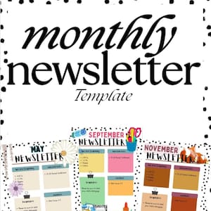 Bearbeitbar 12 Monate Newsletter, monatliche thematische Newsletter, Lehrerinformation, Vorlagen für Klassenzimmer-Newsletter