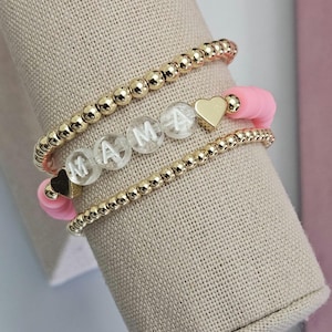 Personalized Name Beaded Bracelet: Custom Mama Gift