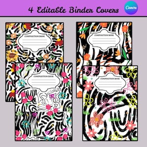 Editable Abstract Binder Covers , Girly Notebook Covers