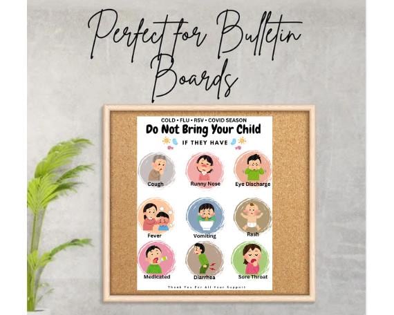 Printable Daycare Sick Policy: Bulletin Board Handout (Digital Download)