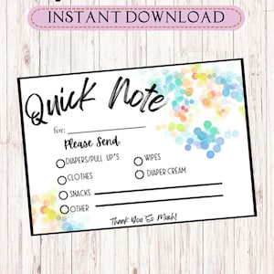 Daycare Quick Note for Parents (Printable)