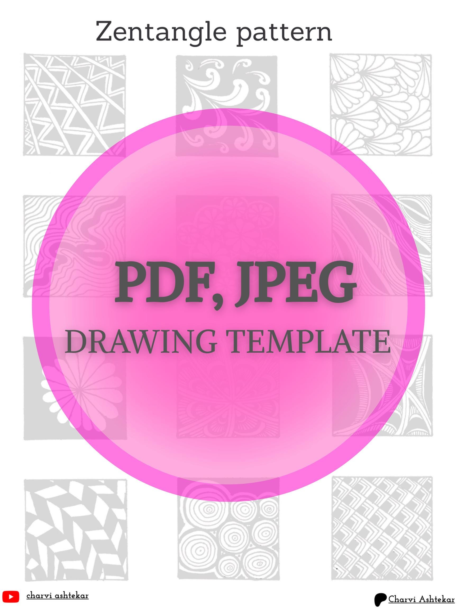 Easy Zentangle Pattern Worksheets: Beginner Tangle Templates Set 2 (PDF ...