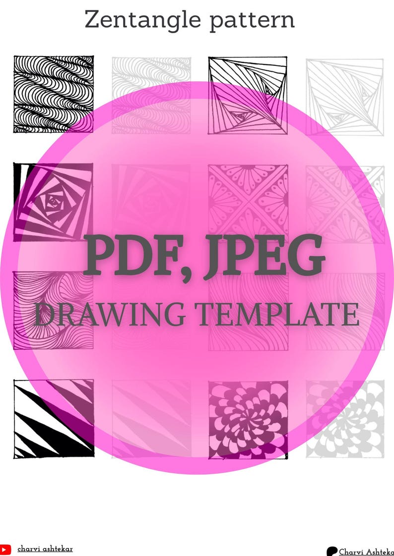 Easy Zentangle Pattern Worksheets: Beginner Tangle Templates Set 4 (PDF ...
