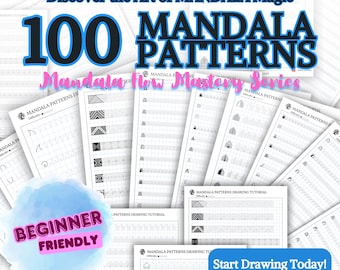 100 Easy Mandala Patterns for Beginners: Printable Art Therapy Sheets (PDF & JPEG Digital Download