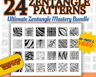 Easy Zentangle Pattern Worksheets: Beginner Tangle Templates Set 5 (PDF Download)