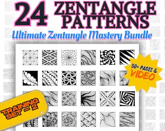 Easy Zentangle Pattern Worksheets: Beginner Tangle Templates Set 4 (PDF Download)