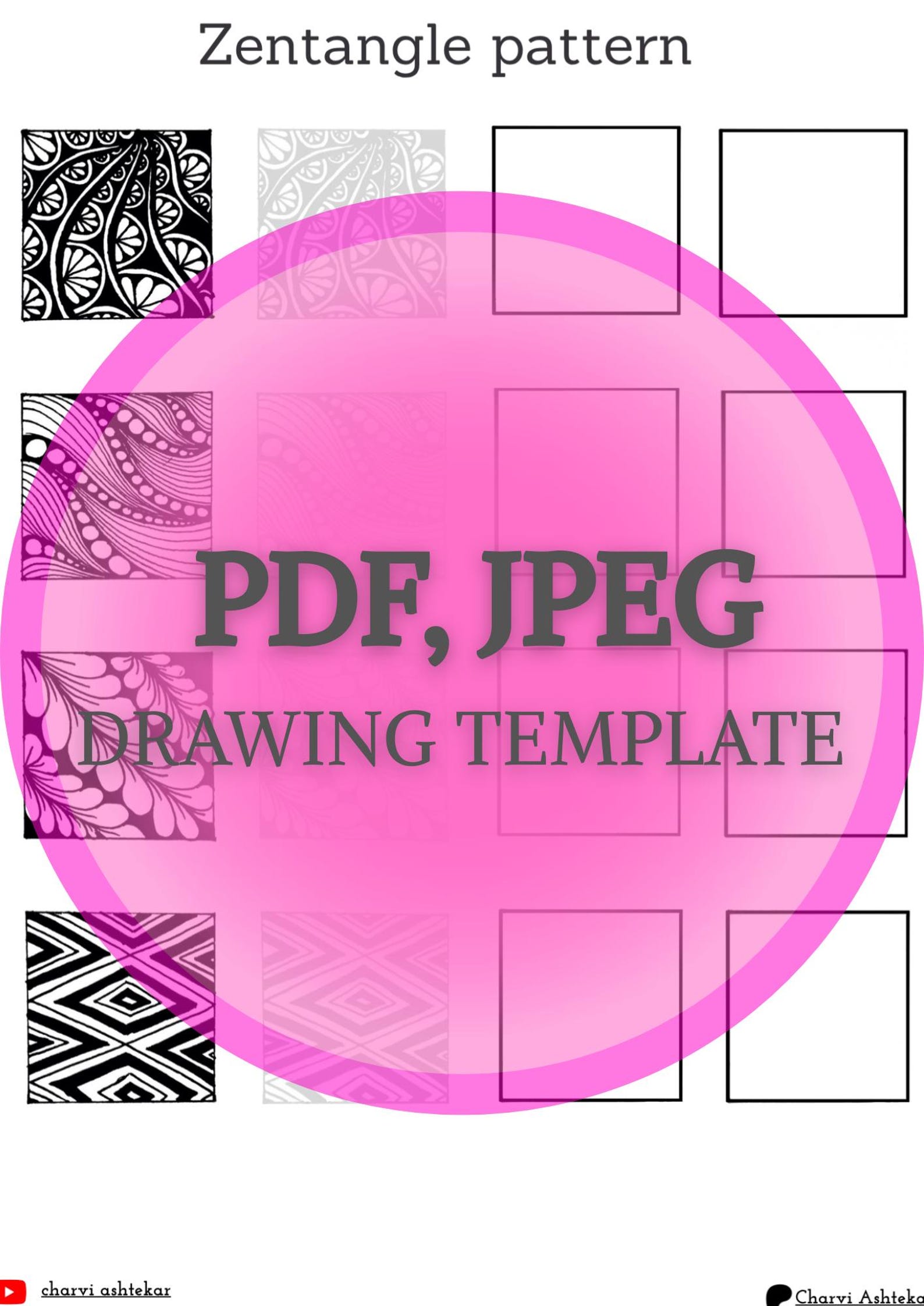 Easy Zentangle Pattern Worksheets: Beginner Tangle Templates Set 4 (PDF ...