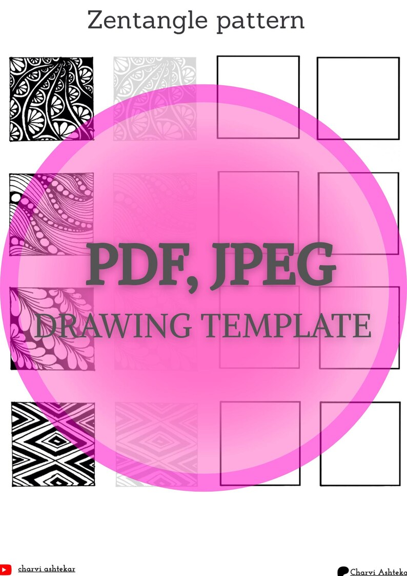 Zentangle Examples Printable Pdf Easy Zentangle Pattern Worksheets: Beginner Tangle Templates Set 4 (PDF ...