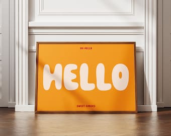 Hello Typography Print: Bold Retro Art Poster