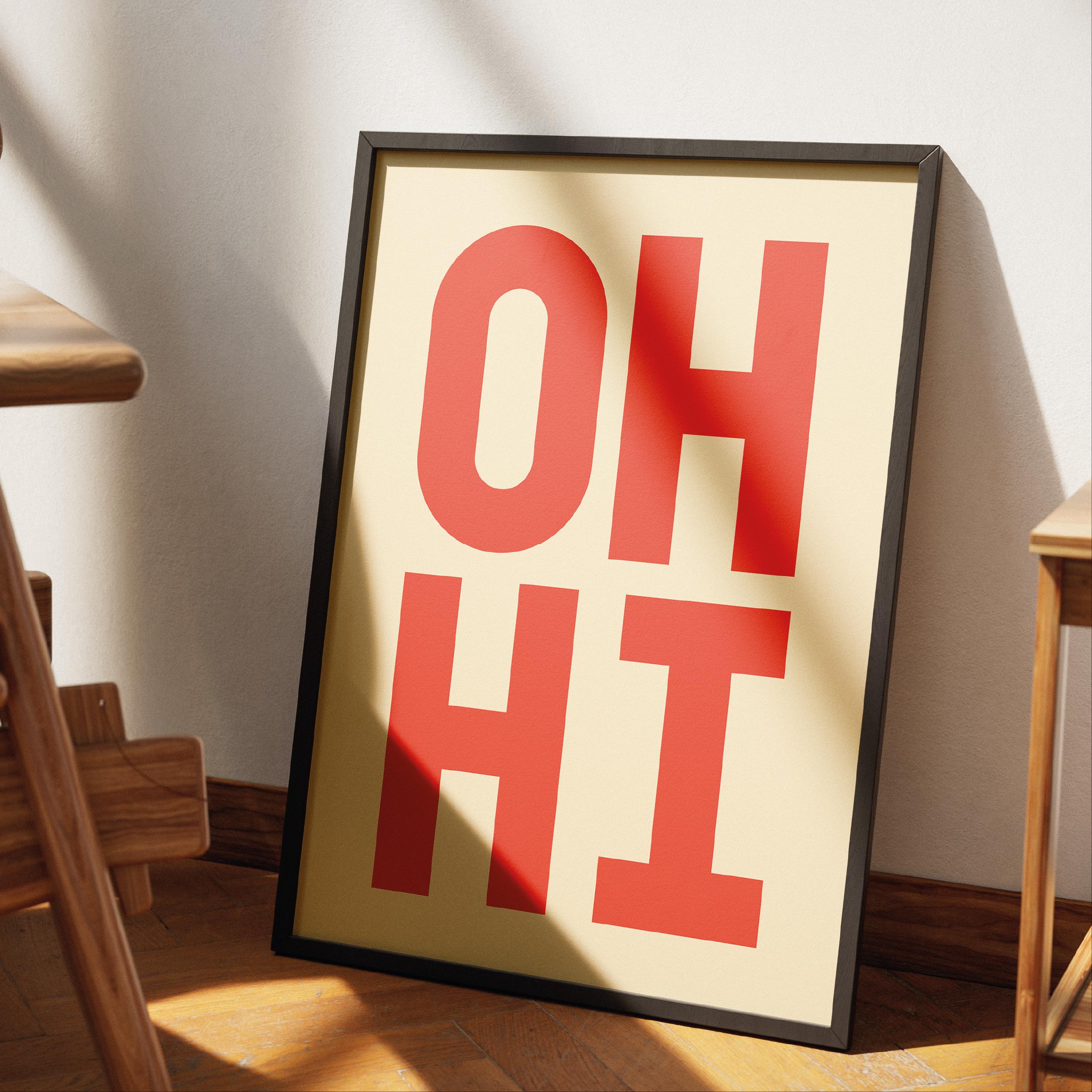 thumbnail image 2 of Orange OH HI Wall Art Poster - Modern Typography Canvas Print 08x12 Inch 2 of 12