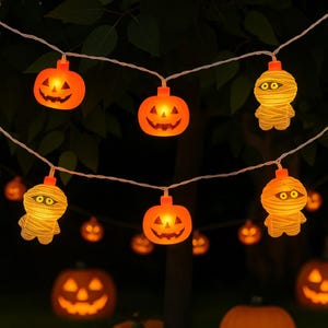 Halloween String Lights: Pumpkin & Mummy LED Fairy Lights