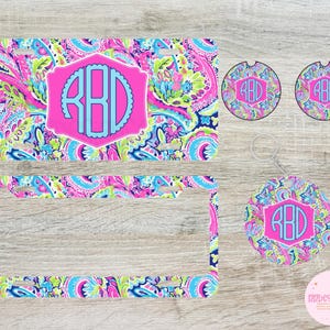 Front License Plate, Car Coasters, Rear Frames, Keychain Set, Custom Monogrammed License Plate, Personalized Car Accessories, Gifts for Her