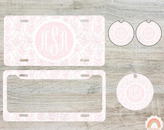 Matrícula delantera, posavasos para coche, marcos traseros, llavero personalizado, matrícula con monograma, accesorios personalizados para coche, regalos para ella