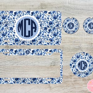 Matrícula delantera, posavasos para coche, marcos traseros, llavero personalizado, matrícula con monograma, accesorios personalizados para coche, regalos para ella