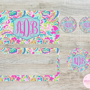 Front License Plate, Car Coasters, Rear Frames, Keychain Set, Custom Monogrammed License Plate, Personalized Car Accessories, Gifts for Her