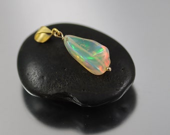 Reserved for Lourdes Ethiopian Opal Nugget Pendant - Super Sparkly - Opal Pendant - 24k Gold Vermeil