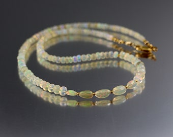 Ethiopian Opal Nugget and Rondelles Necklace - Gold Fill - Opal Necklace - 17 Inches