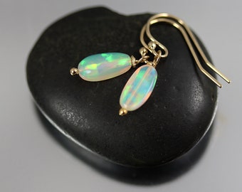 Ethiopian Opal Nugget Earrings - Gold Fill - Opal Earrings - French Earwires