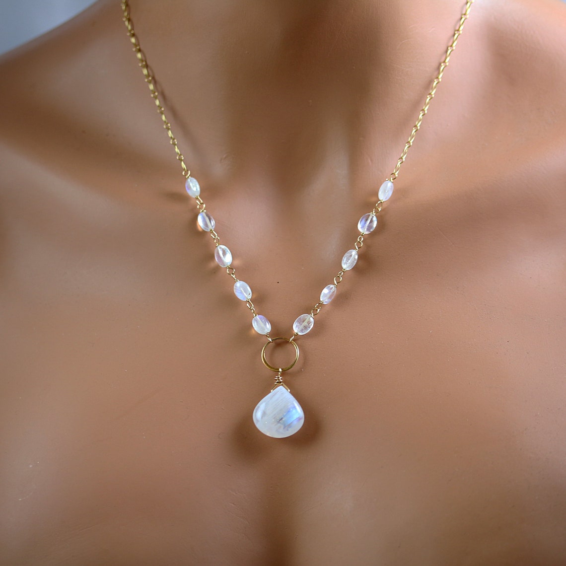 Moonstone Heart Necklace Adjustable Moonstone Necklace Etsy