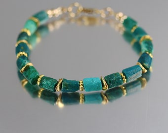 Chrysocolla Nugget Bracelet  - Vermeil & Gold fill - Chrysocolla Bracelet - 7 1/2 Inches