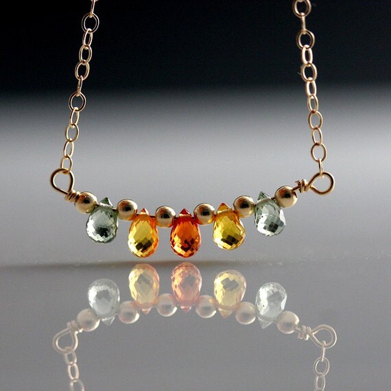 Items similar to Gold Sapphire Necklace 14k Gold Sapphire Necklace