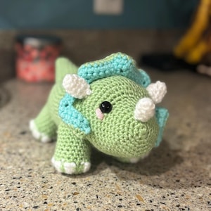 Triceratops Gift Handmade Toy Crochet Dinosaur for Kids