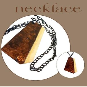 Two Toned Layered Wood Pendant Necklace, Geometric Wooden Necklace, Artisan Wood Necklace, Necklace Artisan Gifts, Modern Bib Necklaces - N5