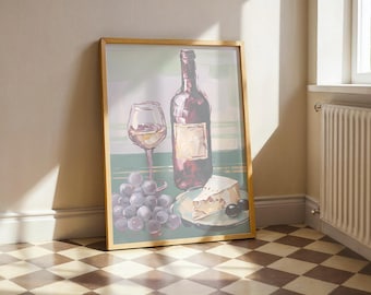 Cheese and Wine - Digital Wall Art - Instant Downloadable Art