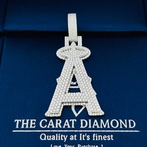 Colgante personalizado con una sola letra Iced Out, 1,35 x 2,7 pulg. Plata/Oro/Moissanite/Laboratorio/Diamante natural, Colgante de regalo para hombres y mujeres