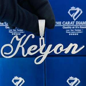 Iced Out Kayon Letter Pendant, Custom Jewelry for Men and Women, 4.0&quot;x2.15&quot;, Stunning Pendant, Silver Gold Moissanite
