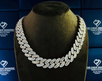 Pulsera/cadena cubana Iced Out de 14 mm, joyería de lujo para hombres y mujeres, plata y moissanita, diseño personalizado único