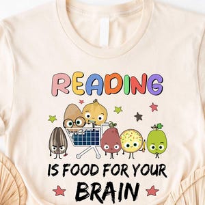 Reading Is Food For Your Brain Shirt, Children's Books Characters T-Shirt, Bookworm Sweatshirt, Book Lover Tee, Booktrovert Sweater