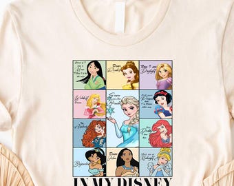 Disney All Princess Quotes Shirt, In My Disney Princess Era T-Shirt, Ariel Elsa Rapunzel Belle Shirt, Magic Kingdom Girl Trip Matching Tee