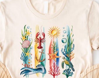 Sea Animal Shirt, Gift For Nature, Sealife Shirt, Ocean Animal Shirt, Ocean T-Shirt, Whale Tee, Retro Ocean Nature Shirt, Summer Tee Shirt