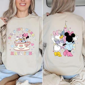 Moletom Disney Minnie Daisy, Meninas Só Querem Ter Sol, Camiseta Disney Besties, Moletom com Capuz para Viagem de Meninas, Camiseta Disneyworld, Camiseta Disney Summer