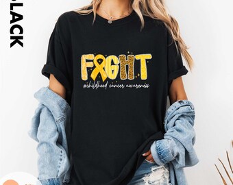 Fight Childhood Cancer Awareness T-Shirt, Childhood Cancer Sweatshirt, In September We Wear Gold Tee, Gold Ribbon Shirt, Oncology Shirt