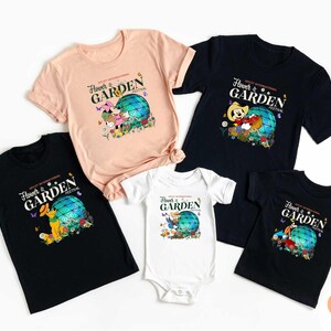 Mickey en zijn vrienden Disney Epcot International Flower & Garden 2025-shirt, Disneyworld-shirts voor familie-uitje, Epcot-T-shirts met bloemen