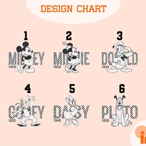 a mickey mouse design chart with numbers and symbols