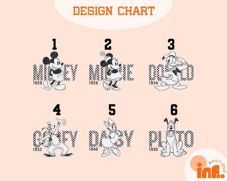 a mickey mouse design chart with numbers and symbols