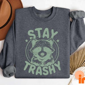 Stay Trashy Shirt, Funny Raccoon Tee, Retro Raccoon Sweatshirt, Raccoon Lover Gift, Sarcastic Animal Sweater, Cute Animal Saying Tee