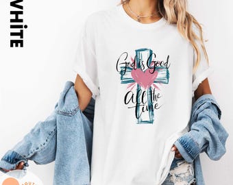 Comfort Colors God is Good All The Time T-Shirt, God Lover Bible Verse Shirt, Preppy Christian Church Shirt, Christian Jesus Lover Shirt
