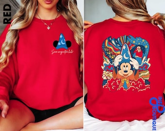 Some Imagination Huh Shirt,  Mickey And Friends Shirt, Fantasia Shirt, Magician Mickey Shirt,Cool Mickey Shirt, Front And Back Mickey Shirt