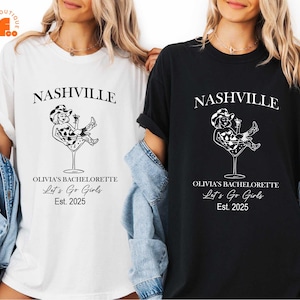 Custom Location & Name Cowgirl Bachelorette T-Shirt, Nashville Bachelorette Party Shirt, Western Bach Trip Shirt, Social Cocktail Club Tee