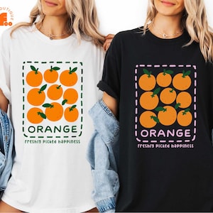 Comfort Colors Orange Fruit Freshly Picked Happiness T-Shirt, Summer Orange Shirt, Aesthetic Fruit Sweatshirt, Citrus Orange T-Shirt