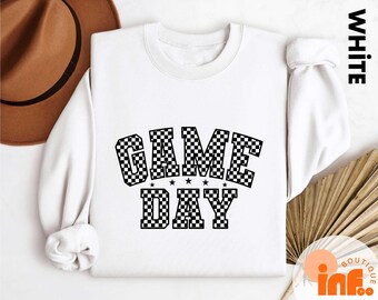 Comfort Colors Checkered Game Day T-Shirt, Sports Mom Sweatshirt, Game Day Sports Shirt, Football Fan Sweatshirt, Football Mama Shirt