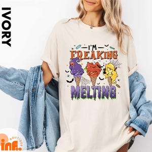 I&#39;m Freaking Melting T-Shirt, Spooky Ice Cream Halloween Tee, Summerween T-Shirt, Halloween Gothic Tee, Funny Waiting for Halloween T-Shirt