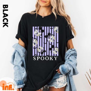 Halloween Ghosts & Bowa T-Shirt, Spooky Coquette Shirt, Girly Ghost Purple Bow Shirt, Lacey Ghost Tee, Comfort Colors Spooky Season T-Shirt