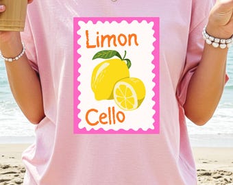Limoncello T-Shirt, Limon Cello Shirt, Lemon Top, Bach Party Shirt, Italy Shirt, Vacation Top, Comfort Colors® Trendy Summer Graphic T-Shirt