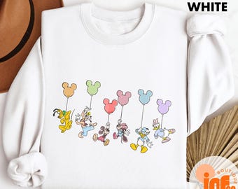 Disney Mickey And Co Balloon Sweatshirt, Comfort Colors Disney Mickey And Friends Top, Disney Vacation Shirt, Mickey Balloon Family Top